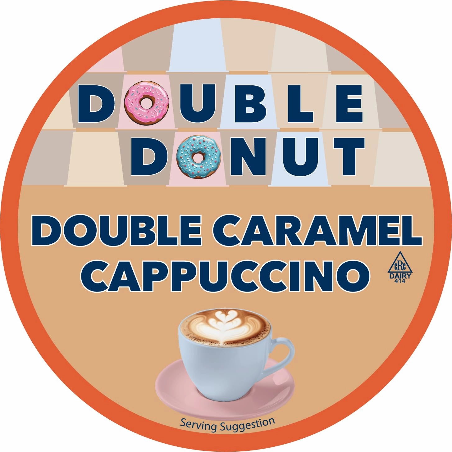 Double Donut Cappuccino Pods, Caramel Cappuccino, Single Serve for Keurig K Cups Brewers, 24 Count