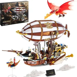 Dragon Airship Building Toy Set,Steampunk Spaceship Idea Model Building Construction for Adult,Collectible Display Set and Deco,92201(1283 Pcs)