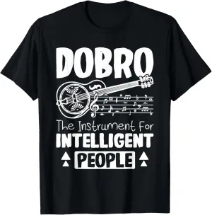 Drawn Dobro Resonator Guitar T-Shirt - Unisex-Adults/Kids, Black, Small, Short Sleeve, Classic Fit, Cotton/Polyester, Dobro Players, Musicians, Gift