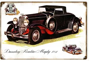 Duesenberg Roadster Murphy 1931 Classic Car Sign