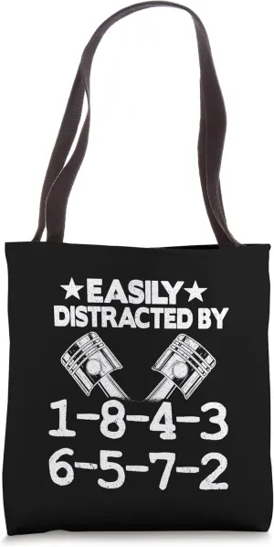 Easily Distracted By 1-8-4-3-6-5-7-2 Firing Order V8 Garage Tote Bag