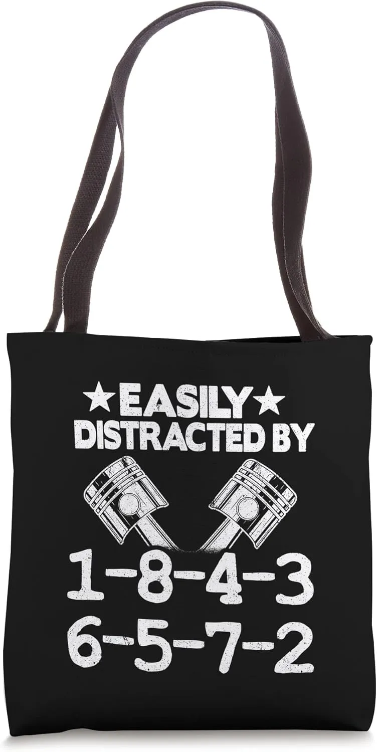 Easily Distracted By 1-8-4-3-6-5-7-2 Firing Order V8 Garage Tote Bag