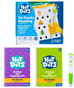Educational Insights Hot Dots Let's Master 1st Grade Reading Set, Reading Workbooks, 2 Books with 100 Reading Lessons & Interactive Pen, Ages 6  , Multicolor, 9" x 8"
