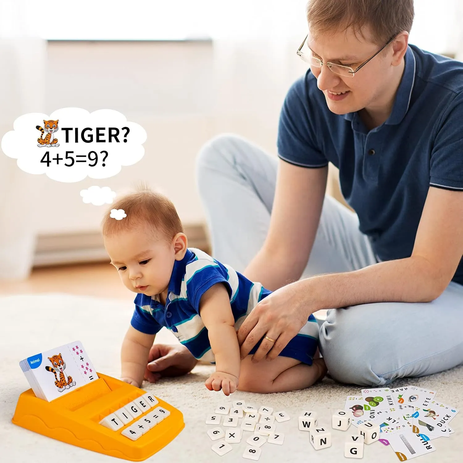 Educational Toys for Kids Ages 3-8, Matching Letter Spelling Game ABC Math Learning, Xmas Birthday Party Gifts for 3 4 5 6 7 8 Year Olds Boys and Girls Yellow