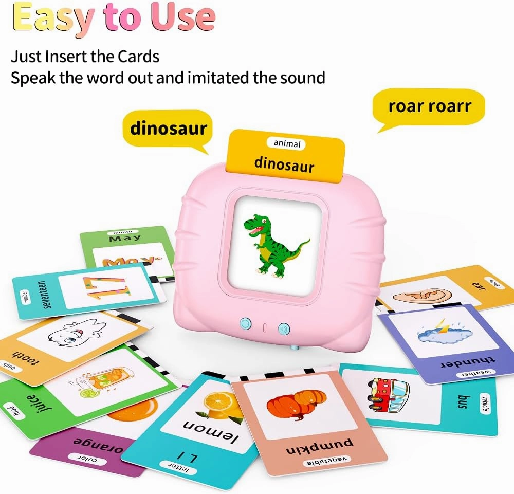 Educational Learning Toys - 520 Sight Words Talking Flash Cards, Autism Sensory Toys, Pocket Speech for Toddlers, Birthday Gift for 1 2 3 4 5 6 Year-Old Girls, Pink