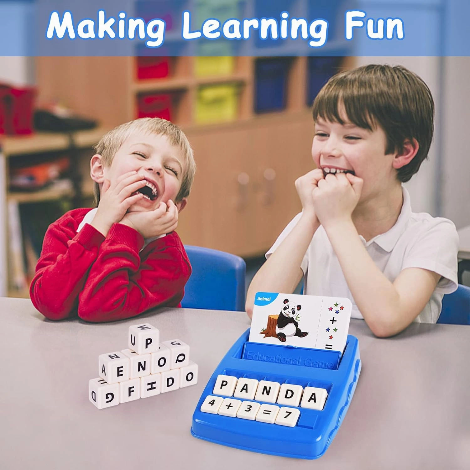 Educational Toys for Kids Ages 3-8, Matching Letter Spelling Math Game ABC Learning, Birthday Party Gifts Preschool& Kindergarten Kids for 3 4 5 6 7 8 Year Olds Boys and Girls Navy Blue