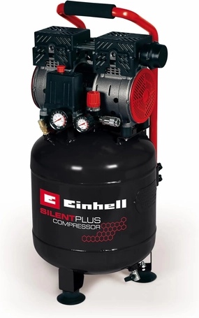 Einhell 4020610 Compressor TE-AC 24 Silent (Quiet Compressor with 750 W, max 8 bar, Oil-/Service-Free Motor, 24 L Tank, Pressure Gauge and Quick-Release Coupling, Safety Valve)
