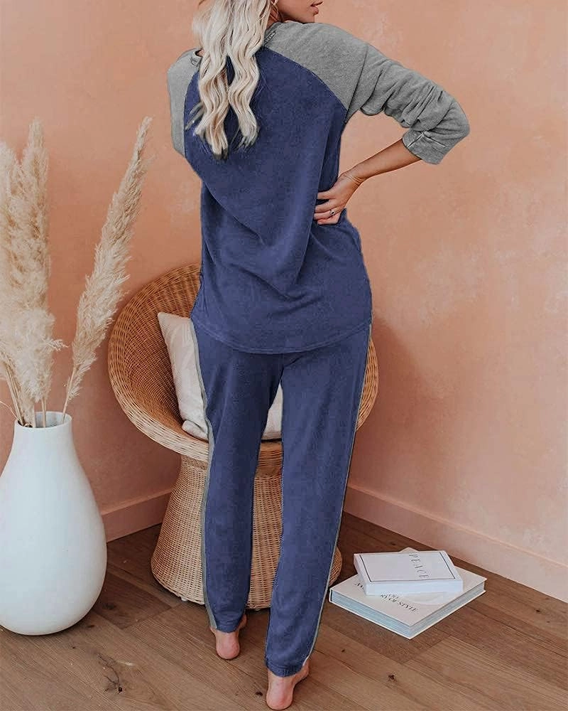 Ekouaer Women's Pajama Set Long Sleeve PJs 2 Piece Outfit Pullover Sleepwear Sweatshirt and Long Pants With Pockets