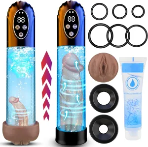 Electric Penis Pump Sex Toys - Adult Toys Male Penis Enlargement Extend Enlarger Vacuum Pump Dick Pump with 6 Suction, Pocket Pussy Male Masturbator Cock Ring Adult Sex Toys & Games for Men Erection