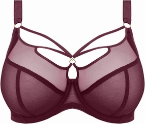 Elomi Women's Sachi Plunge Bra: Striking Design with On-Trend Strap Detailing. Low Front Plunge, Cotton Lined Panels DD  Bras