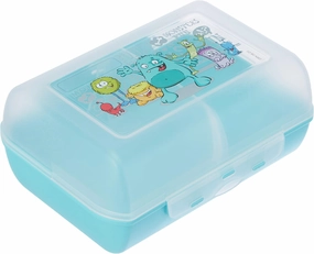 Emsa Sandwich Box "Variabolo" with Monster Decor 6.3 x 4.3 x 2.8", Transparent/Turquoise
