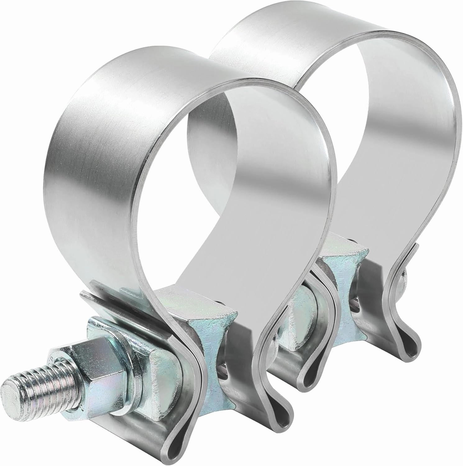 ESEWALAS 2 Pack Stainless Steel Narrow Band Exhaust Seal - 2.25 inch Muffler Clamp for Exhaust Resonator Repair Project