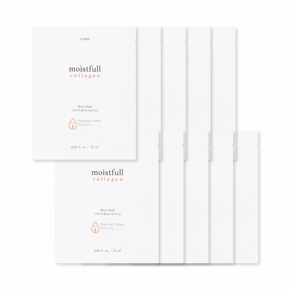 ETUDE Moistfull Collagen Sheet Mask [10pcs SET] (21AD) | Super Collagen for Deep Moisture and Healthier Skin | Korean Skin Care