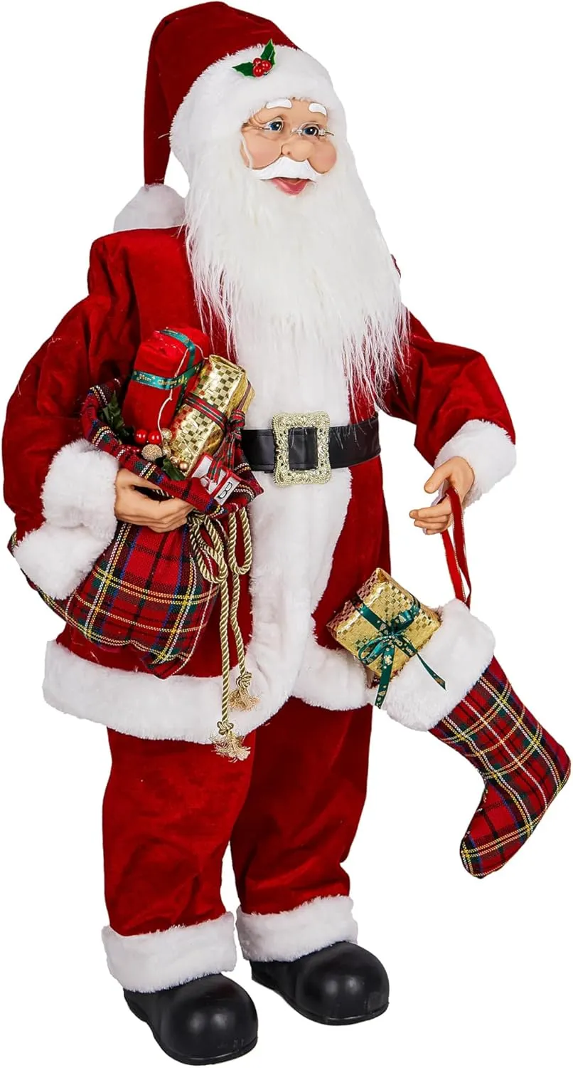 Evergreen Garden 39.5" LED Dancing Santa Claus with Music, Motion-Activated Christmas Figurines for Indoor Holiday Home Decoration