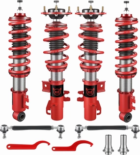 EVIL ENERGY Coilovers Compatible for MINI Cooper FWD R56 2007-2013, Height Adjustable Coilovers Lowering Kit with 32-Level Damper Adjustment, Red