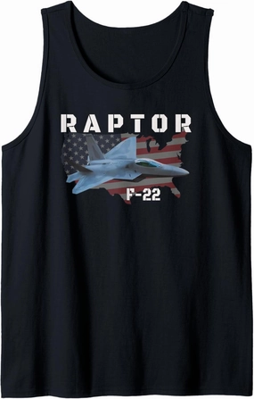 F-22 Raptor Stealth Fighter Jet F22 Military Aviation Pilot Tank Top