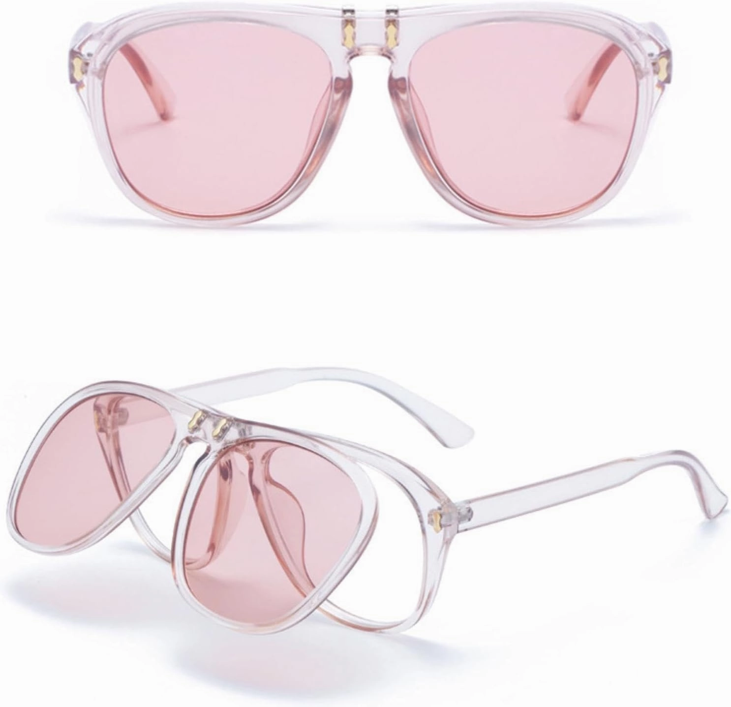 Fashion Flip Sunglasses Women Men Unique Oversized Sun Glasses Clamshell Eyeglasses