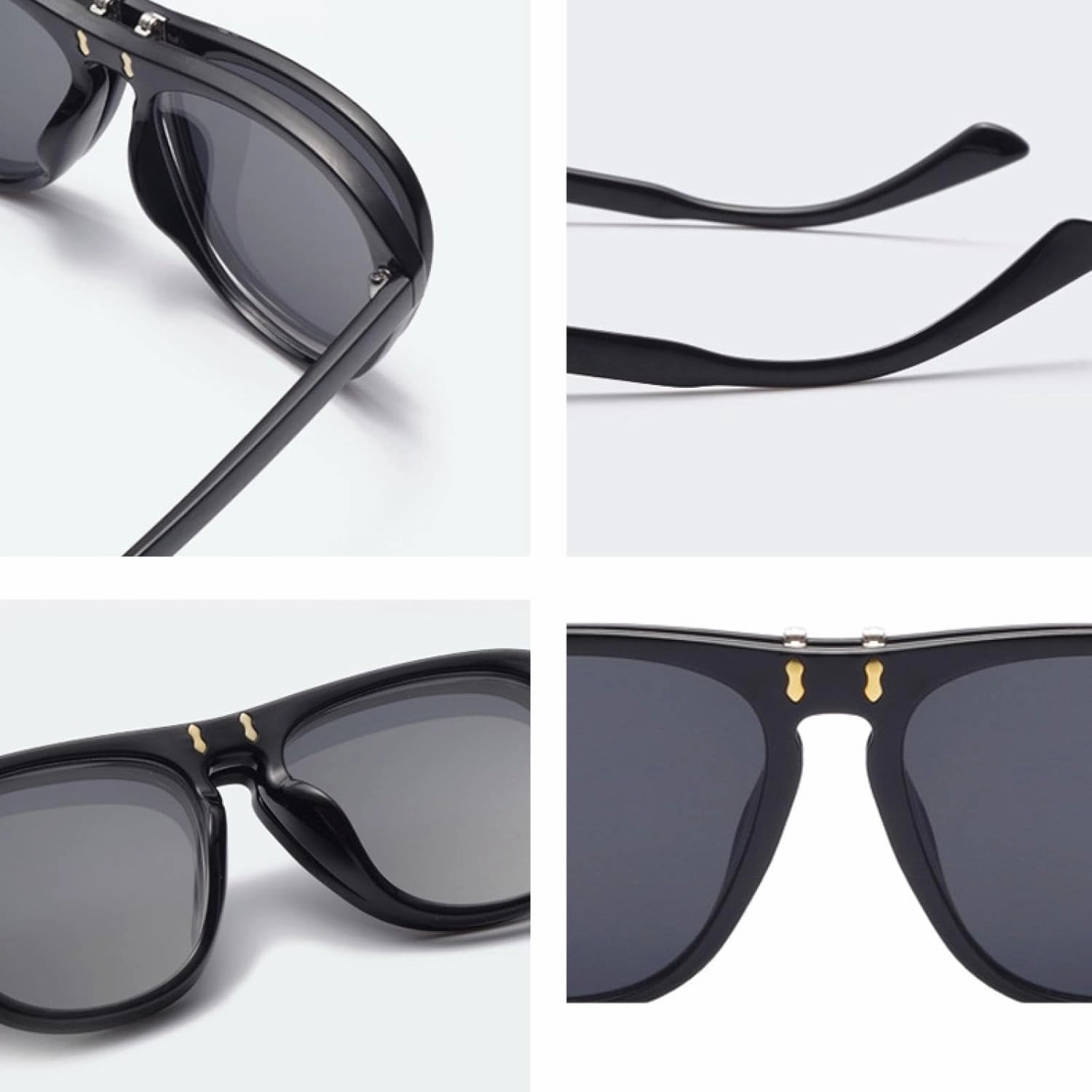 Fashion Flip Sunglasses Women Men Unique Oversized Sun Glasses Clamshell Eyeglasses