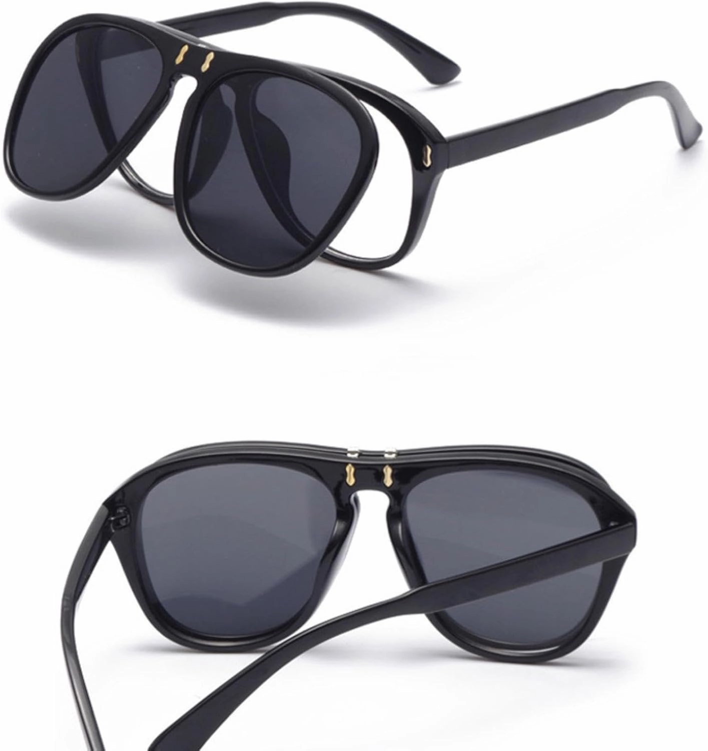 Fashion Flip Sunglasses Women Men Unique Oversized Sun Glasses Clamshell Eyeglasses