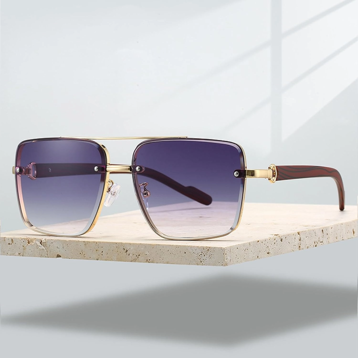 Fashion Retro Gradient Shades Women Trendy Travelling Sunglasses Chic Metal Rim Men's Sun Glasses