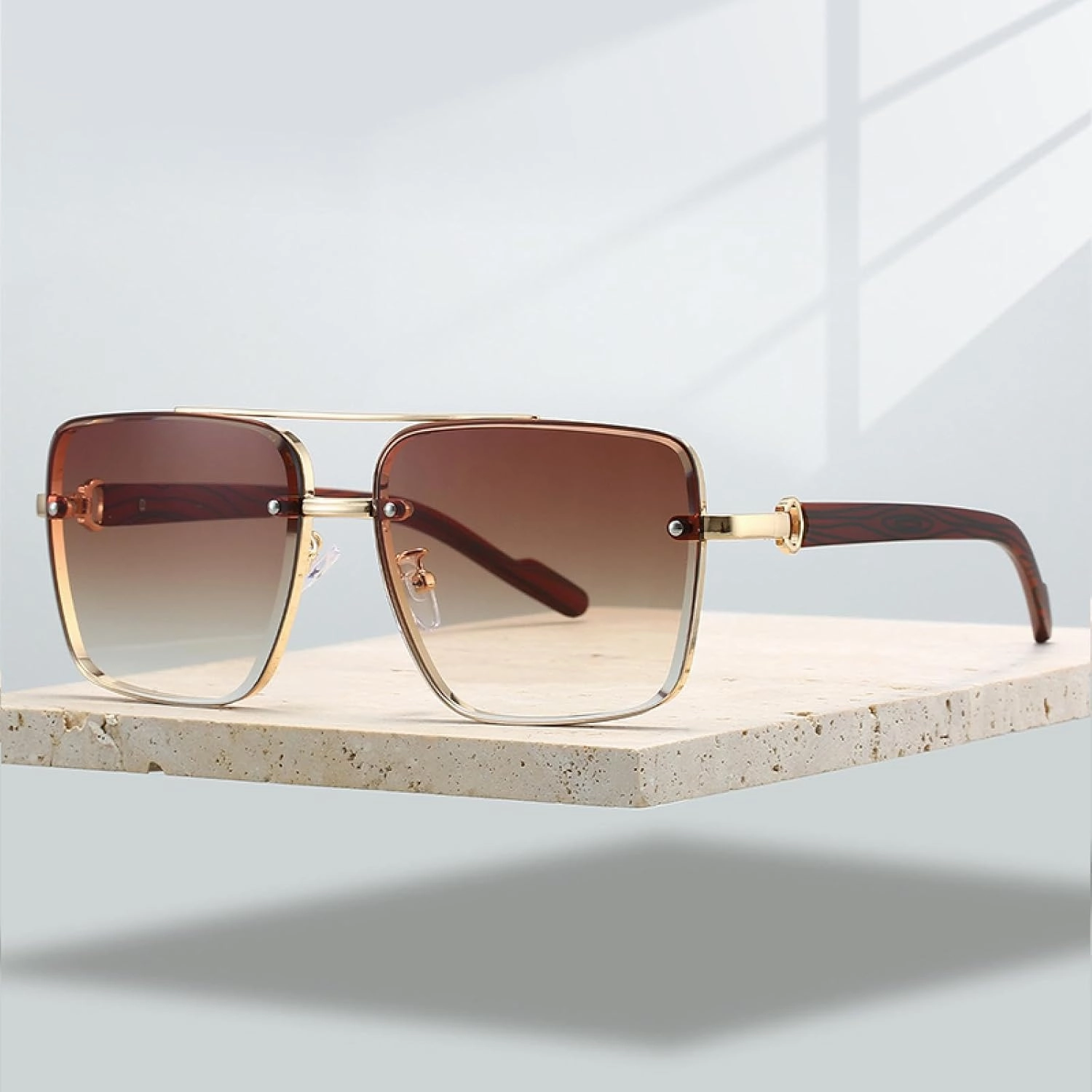 Fashion Retro Gradient Shades Women Trendy Travelling Sunglasses Chic Metal Rim Men's Sun Glasses