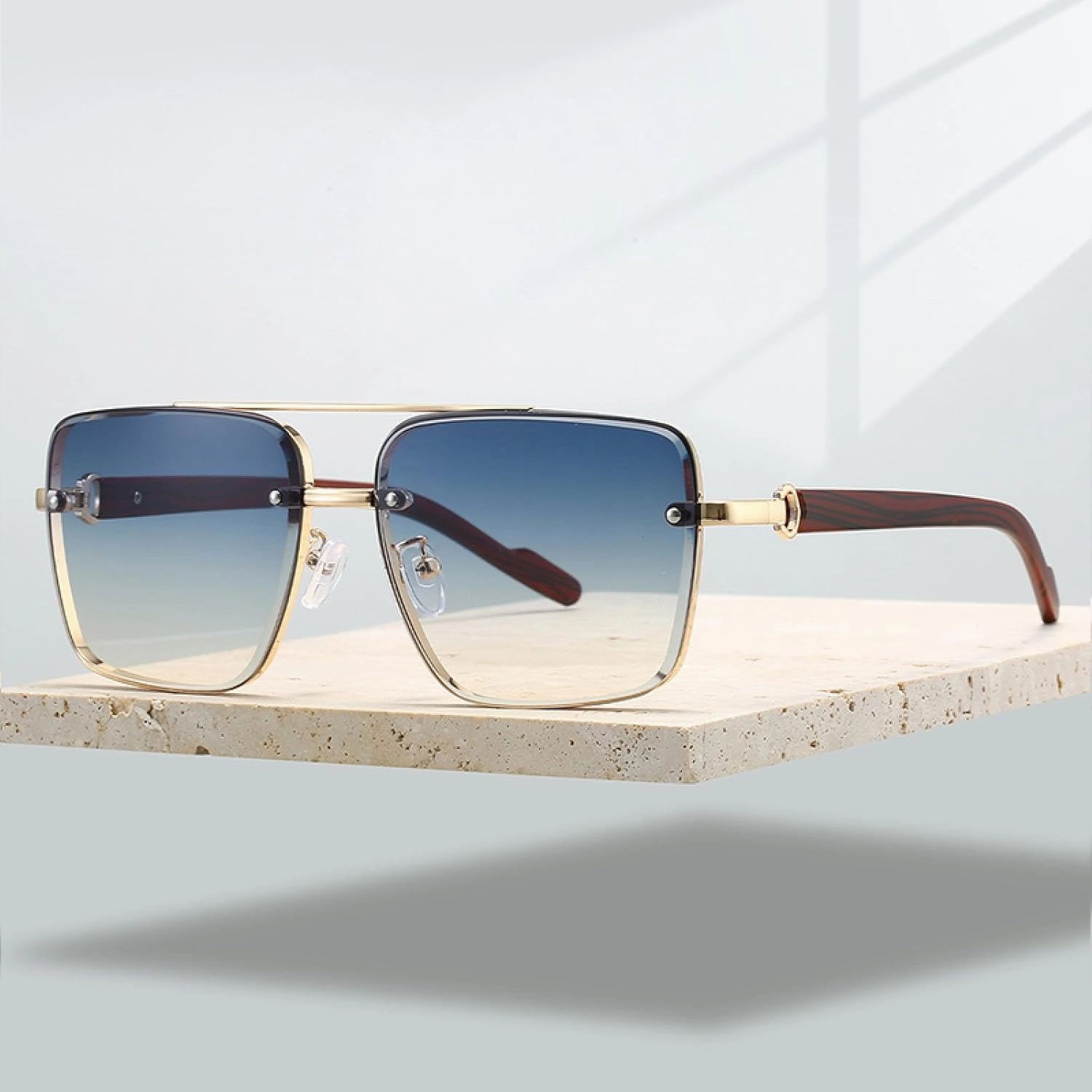 Fashion Retro Gradient Shades Women Trendy Travelling Sunglasses Chic Metal Rim Men's Sun Glasses