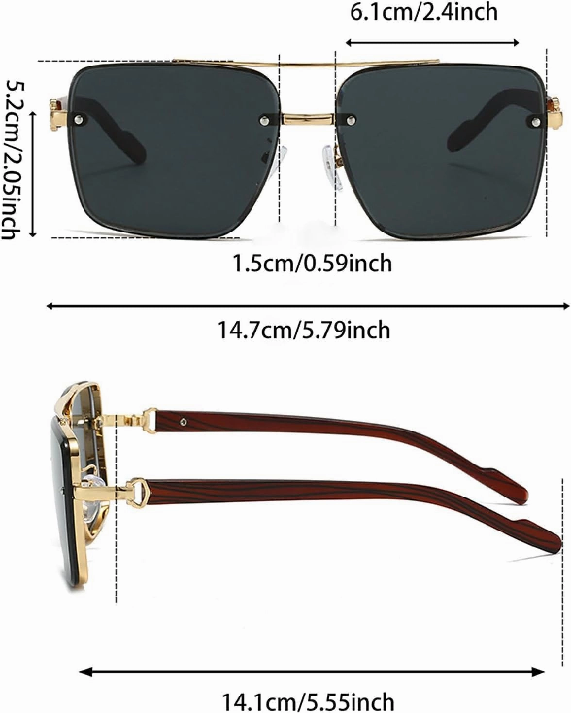 Fashion Retro Gradient Shades Women Trendy Travelling Sunglasses Chic Metal Rim Men's Sun Glasses