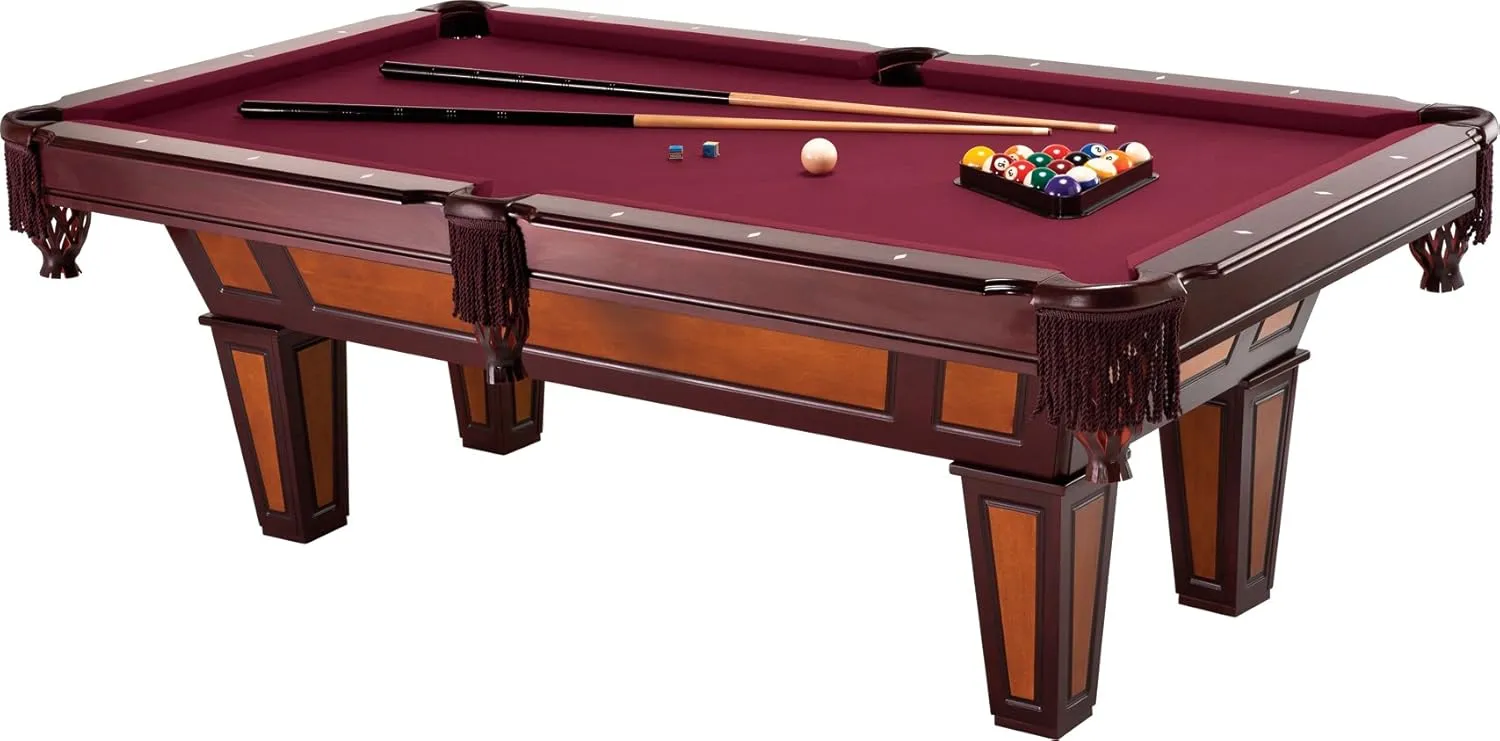 Fat Cat by GLD Products Reno 7.5-Foot Pool Table, Dark Cherry Finish, Accuslate Surface, & Burgundy Wool Cloth for Classic Billiard Play