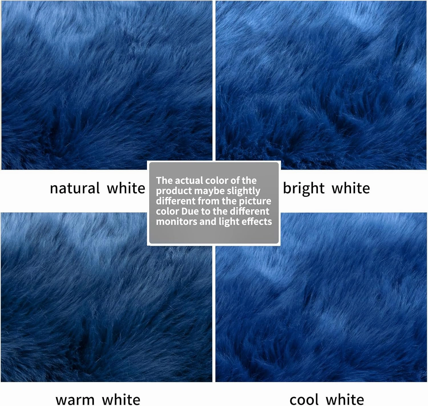 Faux Fur Rug for Bedroom, Fluffy Runner Rugs Soft Sheepskin Rug Sofa Couch Seat Cushion, 2x6ft Dark Blue Plush Area Rug Shag Rugs Floor Carpets for Nursery Bedside, Cute Shaggy Fuzzy Home Decor