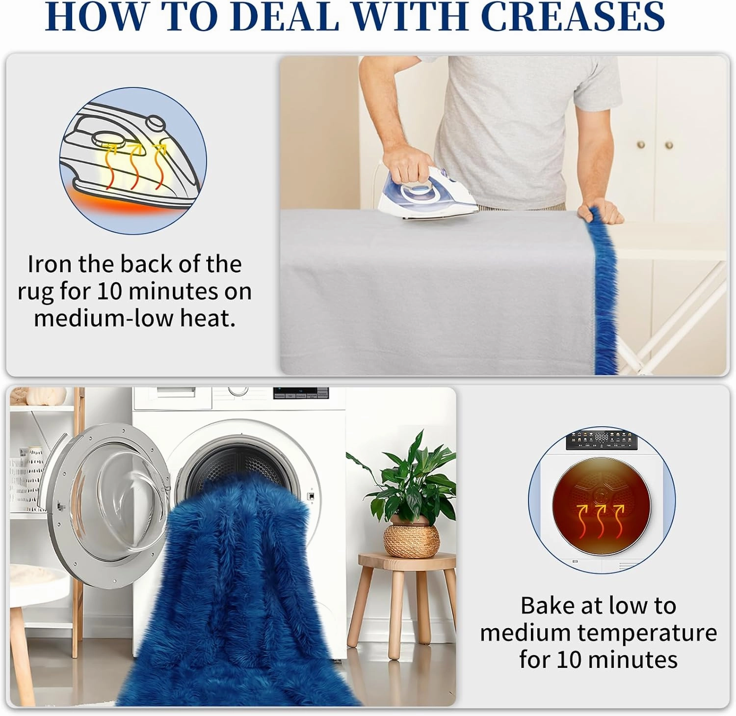 Faux Fur Rug for Bedroom, Fluffy Runner Rugs Soft Sheepskin Rug Sofa Couch Seat Cushion, 2x6ft Dark Blue Plush Area Rug Shag Rugs Floor Carpets for Nursery Bedside, Cute Shaggy Fuzzy Home Decor
