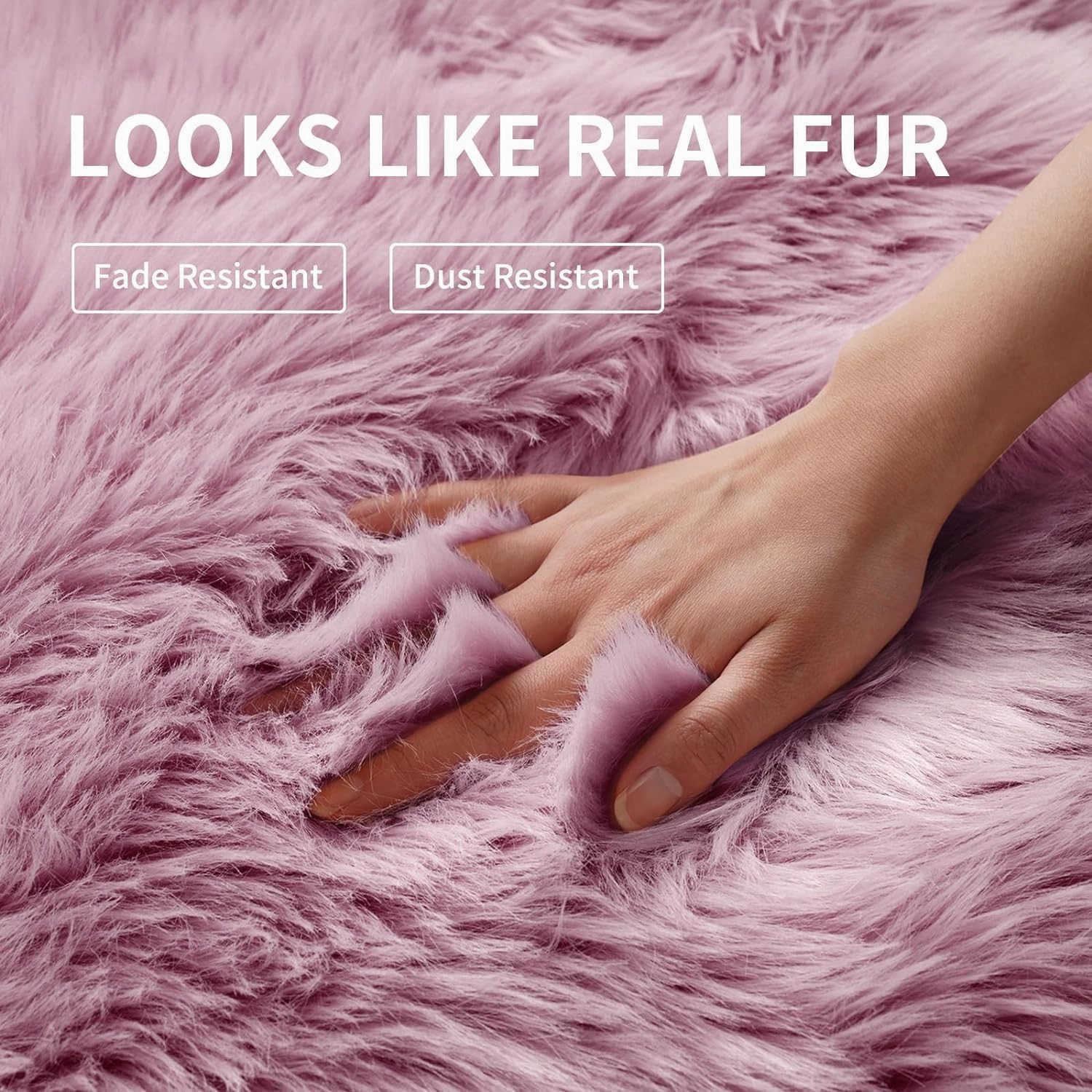 Faux Fur Rug for Bedroom, Fluffy Runner Rugs Soft Sheepskin Rug Sofa Couch Seat Cushion, 2x6ft Light Purple Plush Area Rug Shag Rugs Floor Carpets for Nursery Bedside, Shaggy Fuzzy Home Decor