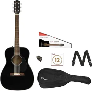 Fender Classic Design CC-60S Beginner Concert Pack with Gig Bag, Strap, Picks, Strings, & Fender Play Subscription - Black (970150406)