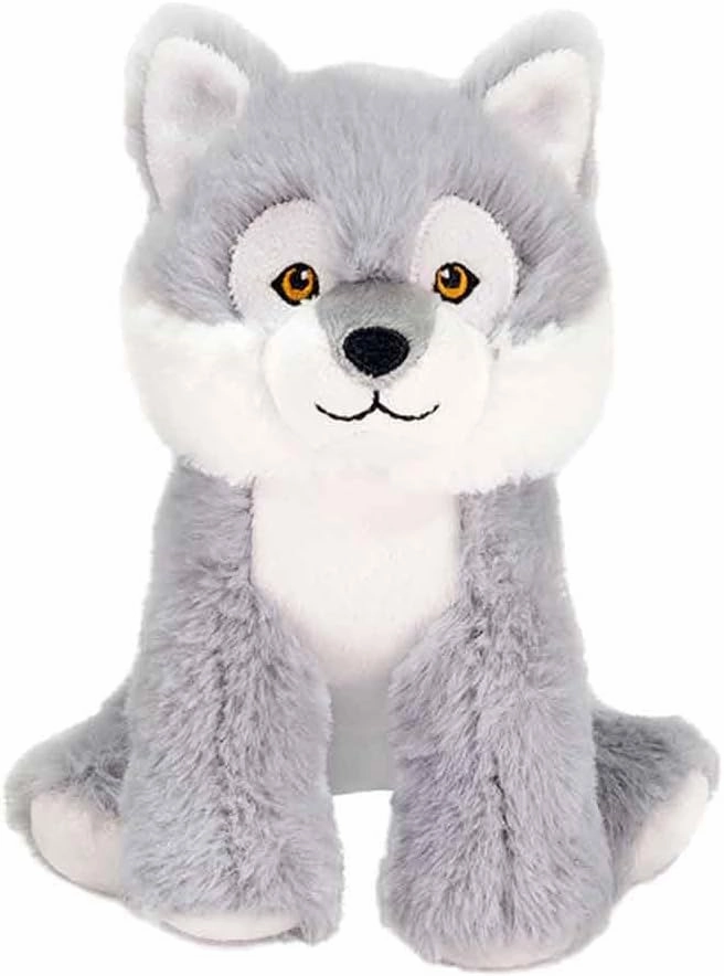 Fiesta Toys Earth Pals Gray Wolf Stuffed Animals Recycled Material Plush Mini Keepsake Toy - 6.5 Inch, Small