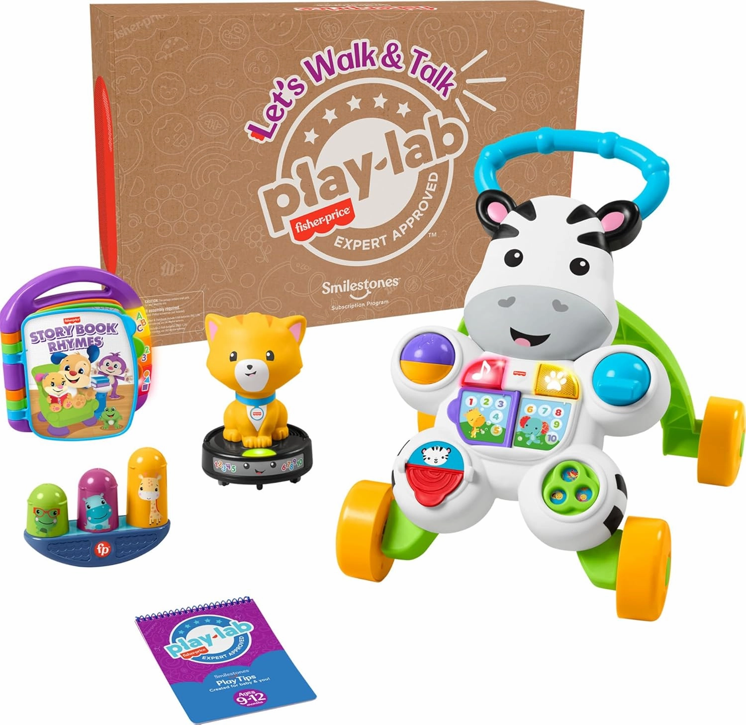 Fisher-Price Baby & Toddler Play Kit Let’s Walk & Talk Gift Set, Developmental Toys & Activity Guide for Infants Ages 9  Months