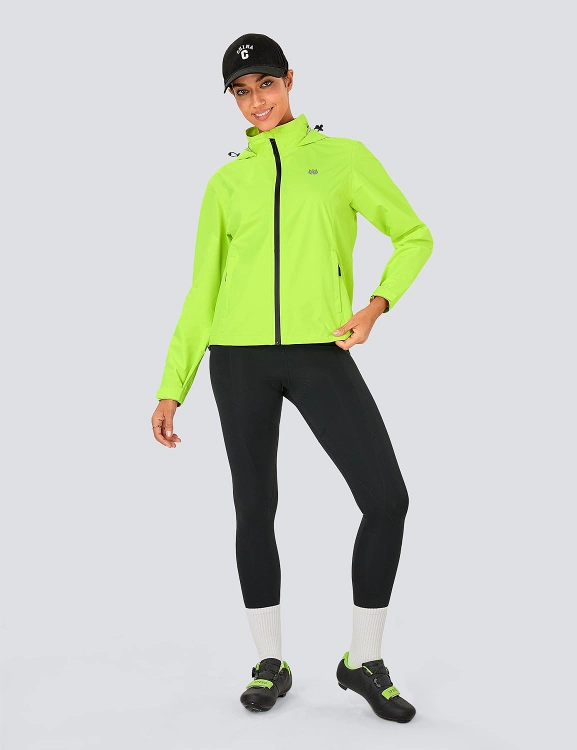 FitsT4 Sports Womens Rain Jacket Lightweight Waterproof Windbreaker Packable Running Reflective Cycling Jackets with Hood