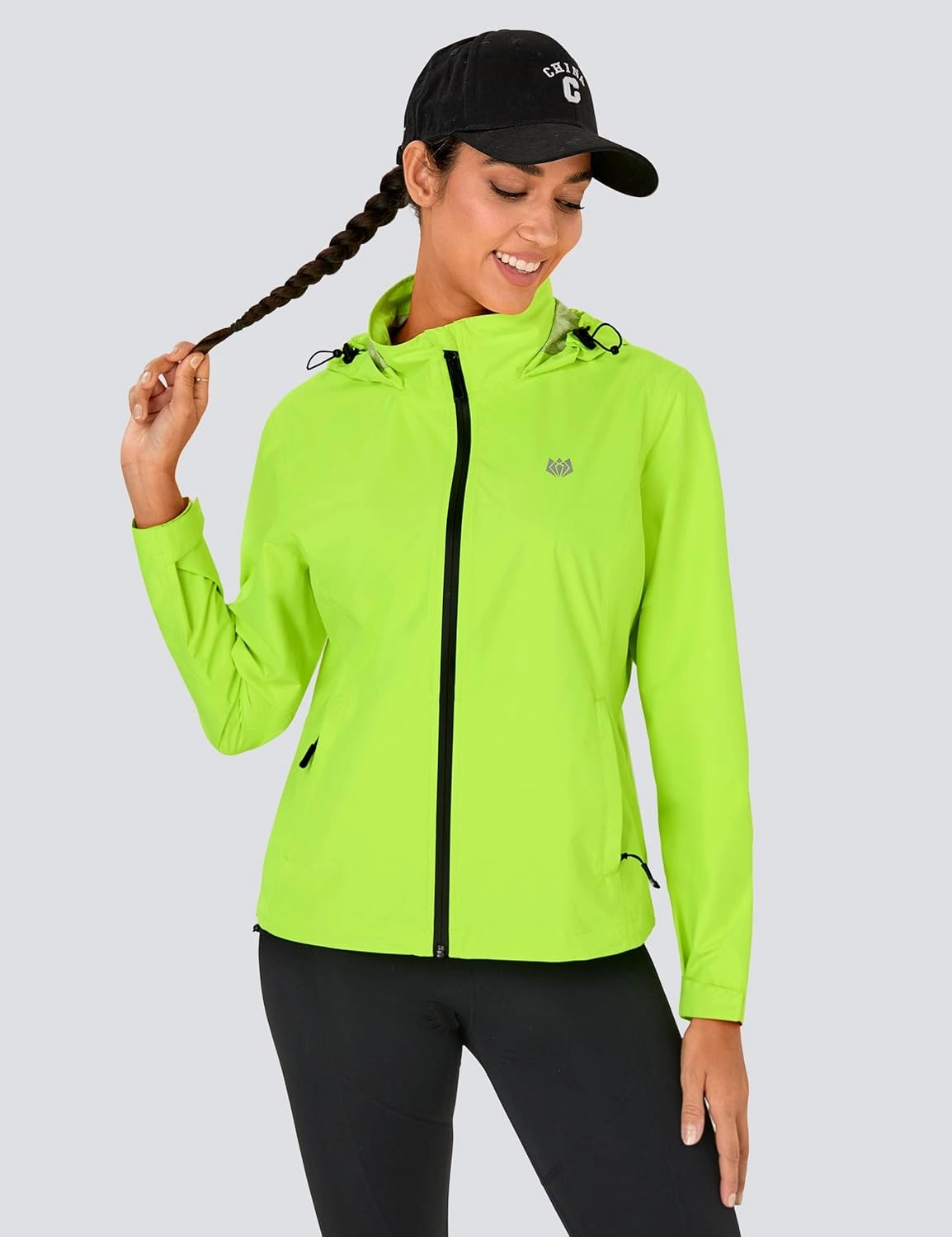 FitsT4 Sports Womens Rain Jacket Lightweight Waterproof Windbreaker Packable Running Reflective Cycling Jackets with Hood