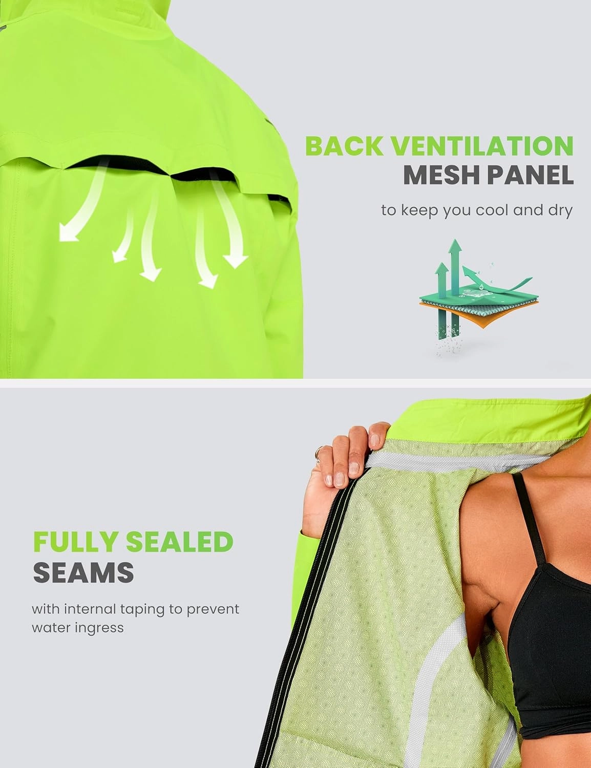 FitsT4 Sports Womens Rain Jacket Lightweight Waterproof Windbreaker Packable Running Reflective Cycling Jackets with Hood