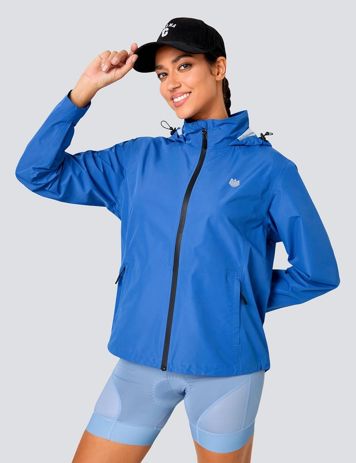 FitsT4 Sports Womens Rain Jacket Lightweight Waterproof Windbreaker Packable Running Reflective Cycling Jackets with Hood