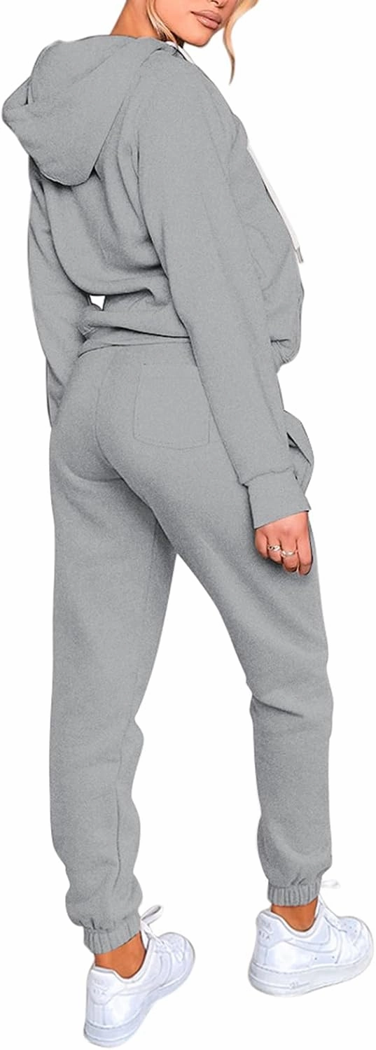 Fixmatti Womens Tracksuit Zip Up Hoodie Sweatsuits 2 Pieces Jogger Sets with Pockets