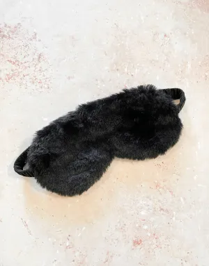 Fluffy Satin Sleep Eye Mask - Black