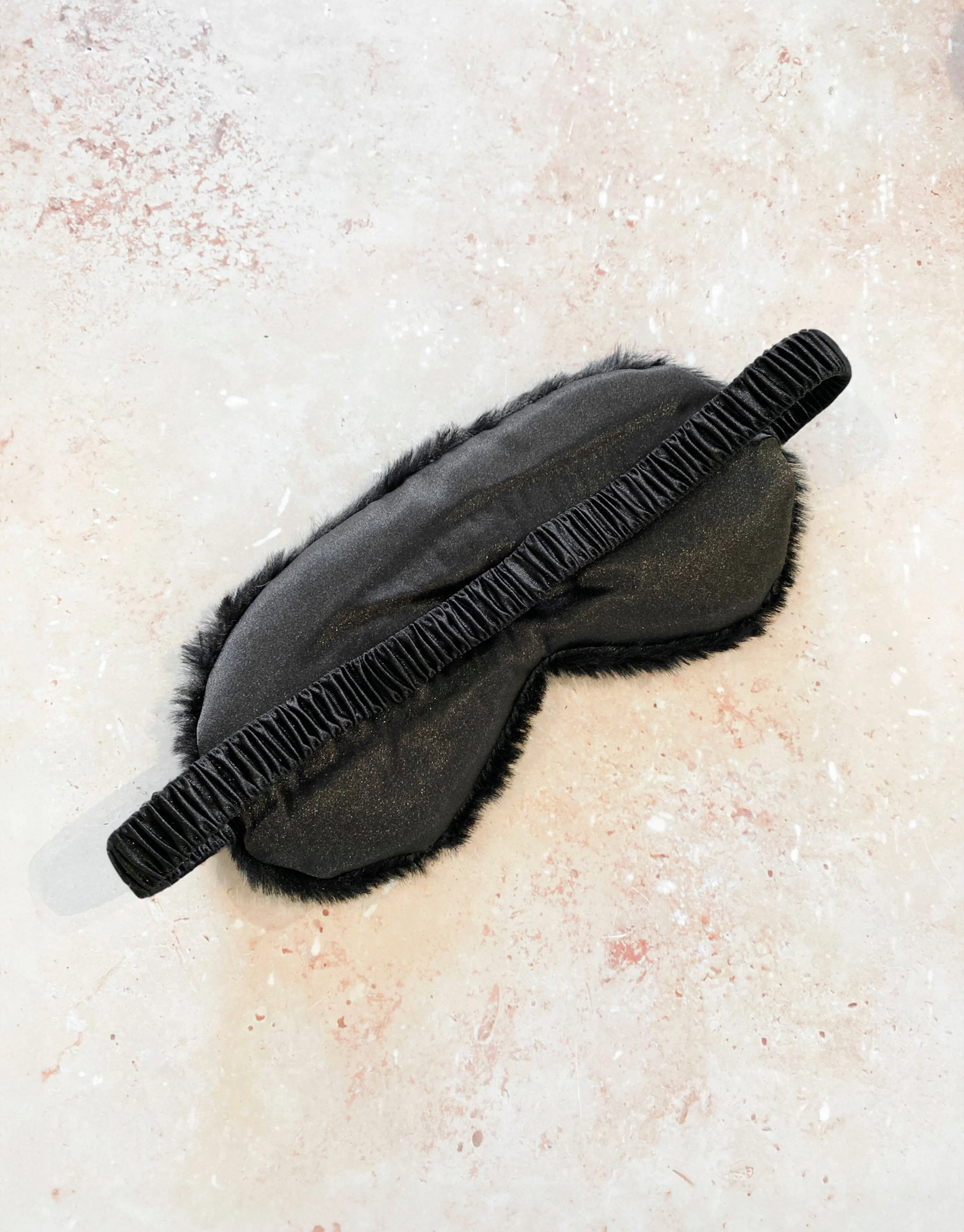 Fluffy Satin Sleep Eye Mask - Black