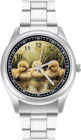 Fluffy Ducklings Ducks Casual Wrist Watches for Men Classic Business Dress Watch Big Face for Work Gym