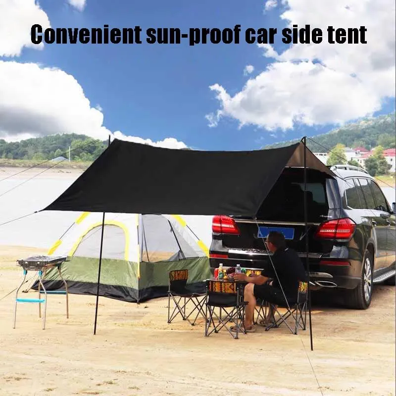 for Rambler Ambassador/American/Classic/Marlin/Rebel/Six Camping Tarpaulin Car Awning Waterproof Hammock Rainproof Sunshade Rainproof Awning Outdoor,A Black-S