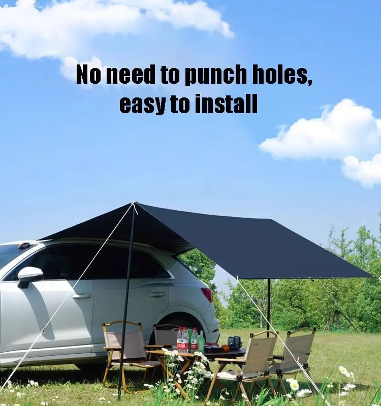 for Rambler Ambassador/American/Classic/Marlin/Rebel/Six Camping Tarpaulin Car Awning Waterproof Hammock Rainproof Sunshade Rainproof Awning Outdoor,A Black-S