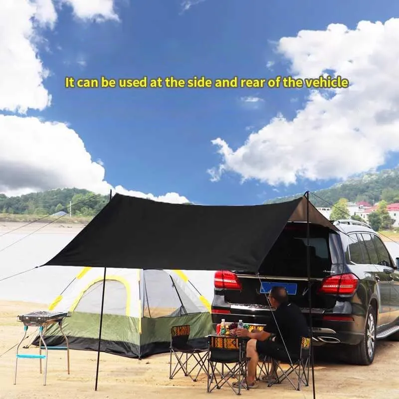 for Rambler Ambassador/American/Classic/Marlin/Rebel/Six Camping Tarpaulin Car Awning Waterproof Hammock Rainproof Sunshade Rainproof Awning Outdoor,A Black-S