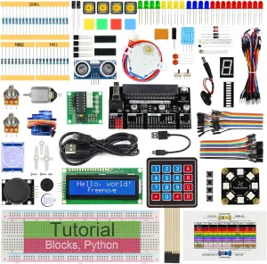 Freenove Ultimate Starter Kit for BBC Micro:bit (Not Included, Works with V1 & V2), 316-Page Detailed Tutorial, 224 Items, 44 Projects, Blocks and Python Code