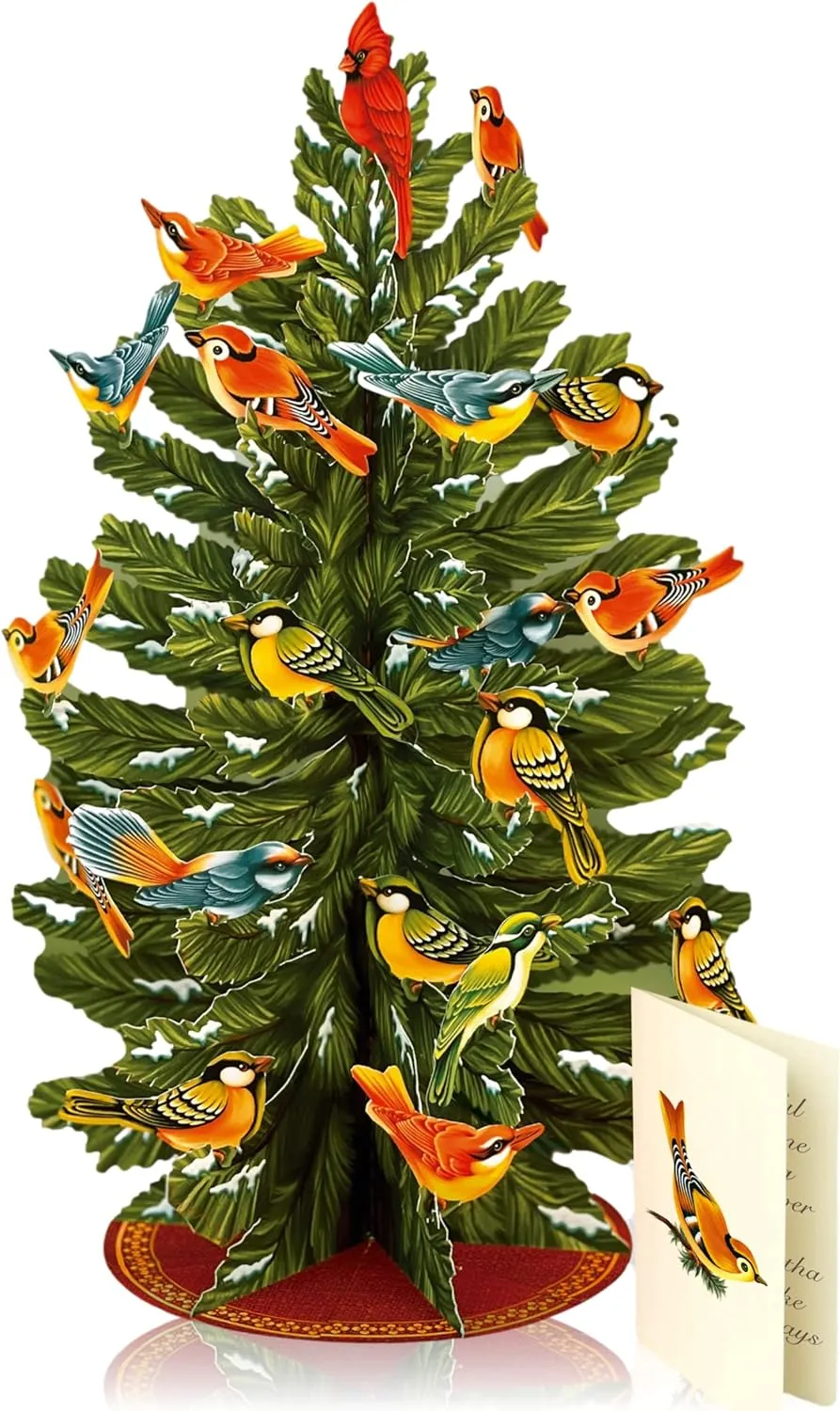 Freshcut Paper Pop Up Cards, 3D Popup Greeting Cards, Birthday Gift Card, Note Card & Envelope, 15" Winter Tree