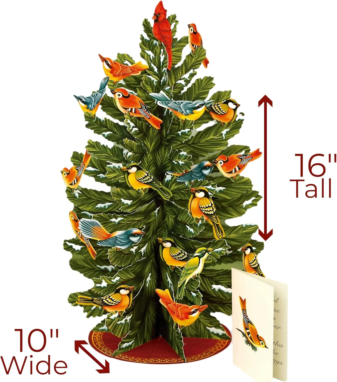 Freshcut Paper Pop Up Cards, 3D Popup Greeting Cards, Birthday Gift Card, Note Card & Envelope, 15" Winter Tree