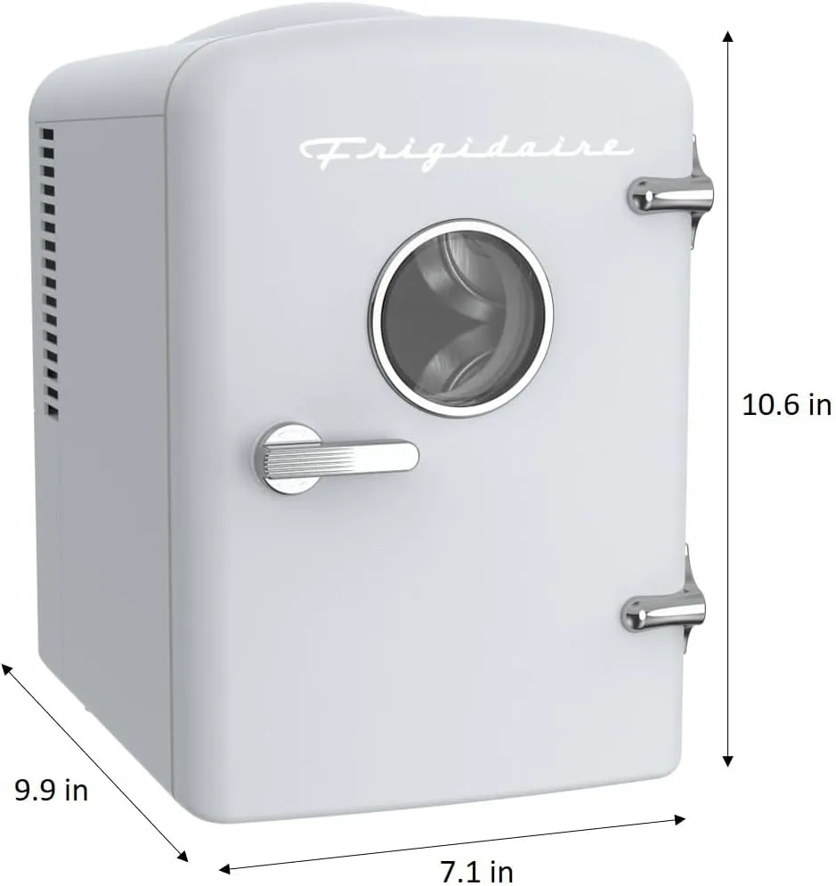 Frigidaire EFMIS129-WHITE, Mini Portable Fridge, 4 Litres Capacity, Chills Six 12oz Cans, 100% Freon-Free & Eco Friendly, Beverage Cooler- White