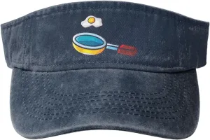 Frying Pan with Eggs Sun Visor Hats for Women Men Adjustable Sports Sun Hats Cotton Golf Cap